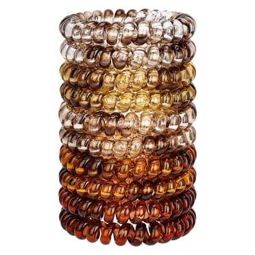 JessLab 10-Pack Spiral Hair Ties for Women & Girls – No-Crease Amber Coil Ponytail Holders, Durable & Comfortable