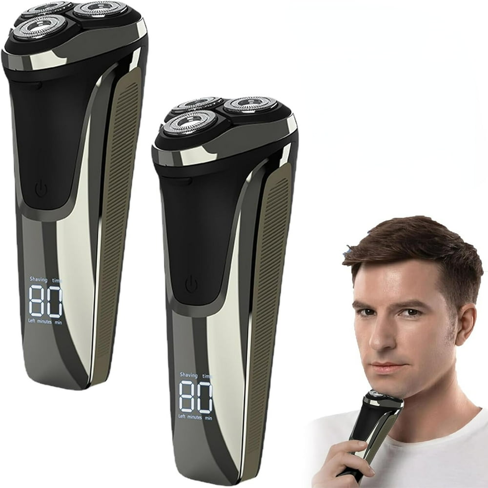 Estbridge Rasoir Électrique Rasoir Électrique Rotatif 4d Étanche Ipx7 Rasoir Électrique Pro 2025 Nouveau Rasoir Électrique Rechargeable pour le Visage pour Hommes Rasage à Sec et Humide (2 Ensembles)