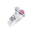 thumbnail image 3 of RYLOS Rings Sterling Silver Claddah Love, Loyalty & Friendship Heart 6MM Gem Irish Wedding Band Claddagh Rings October Pink Ice Jewelry Size 6, 3 of 7