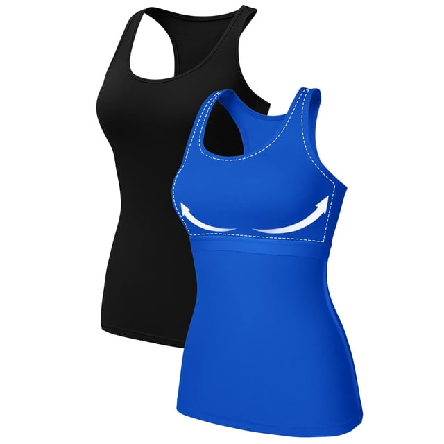 Charmo Women's Camisole Stretch Cotton Racerback Tank Top Shelf Bra Undershirt Cami