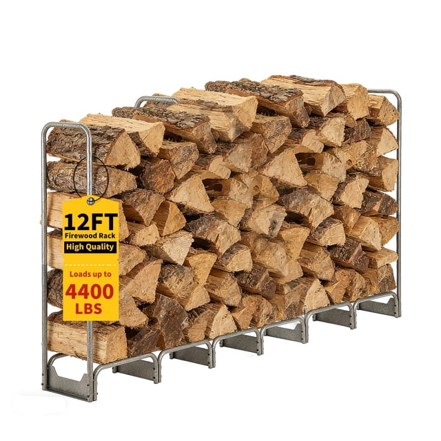 BeesClover Heavy Duty Steel Firewood Rack with 600D Oxford Waterproof Cover – Indoor/Outdoor Log Holder – Rust-Resistant, Large Capacity – For Fireplace, Patio