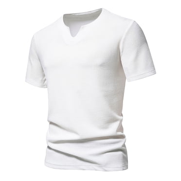 AherBiu V Neck T Shirts for Men Short Sleeve Shirts for Men Casual Solid T-Shirts Summer Fashion Pullover Tee
