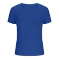 thumbnail image 3 of AherBiu Hauts Côtelés pour Femmes Été Col Ras du Cou Tricoté Manches Courtes Extensible Coupe Ajustée Hauts de Sortie T-Shirts Chemises, 3 of 5