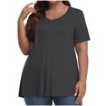 thumbnail image 1 of Timegard Womens Summer Tops Plus Size V-Neck Short Sleeve Comfy Long Tops Basic Tee Casual Loose Blouse, 1 of 7