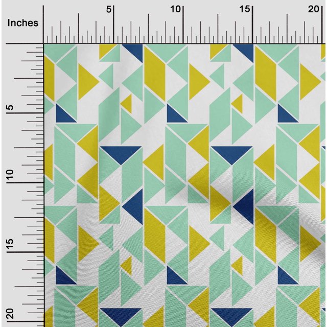 oneOone Cotton Silk Fabric Parallelogram & Triangle Geometric Print Fabric BTY 42 Inch Wide