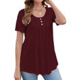 thumbnail image 2 of Baberdicy Ruched Tunic Tops for Women - Casual Short Sleeve Blouses (Leggings Matching, Spring/Summer Outfits) Wine S, 2 of 4