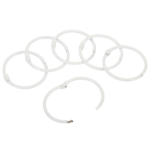 Unique Bargains 1.8' OD 1.5' ID Loose Leaf Rings Binder Ring Book Rings Steel for Scrapbook, White 10 Pack
