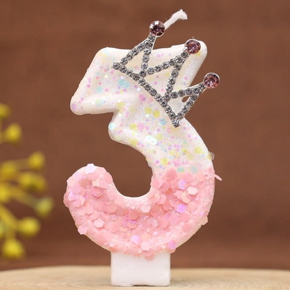 Chandelle Chiffre en Forme de Couronne Rose Faite à la Main pour Princesse, Décoration de Gâteau de Premier Anniversaire