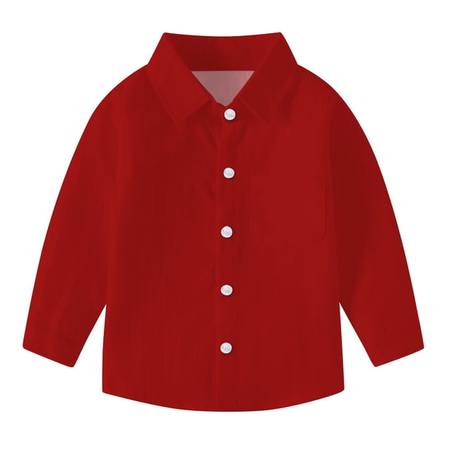 vdgthytj Toddler Baby Boys Girls Button down Shirts Kids Collared Long Sleeve Uniform Dress Shirt Tops Spring Fall Clothes