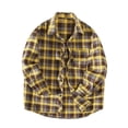 thumbnail image 1 of EGNMCR Chemises à Manches Longues pour Hommes Automne Amples Décontractées Tendance Col Rabattu Chemise Manteau Bouton Chemise à Carreaux Imprimée Vestes avec Poches, 1 of 3