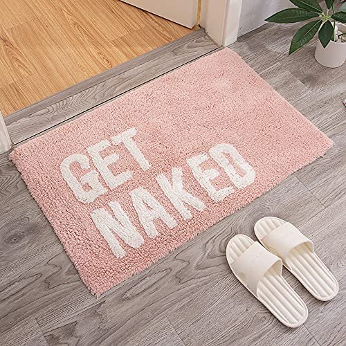 Get Naked Bath Mat Cute Funny Bathroom Rugs Machine Washable Bath Mats for Bathroom Floor,Tub and Shower,Non Slip Soft Absorbent Bathroom Accessories Decor Rugs,20x32