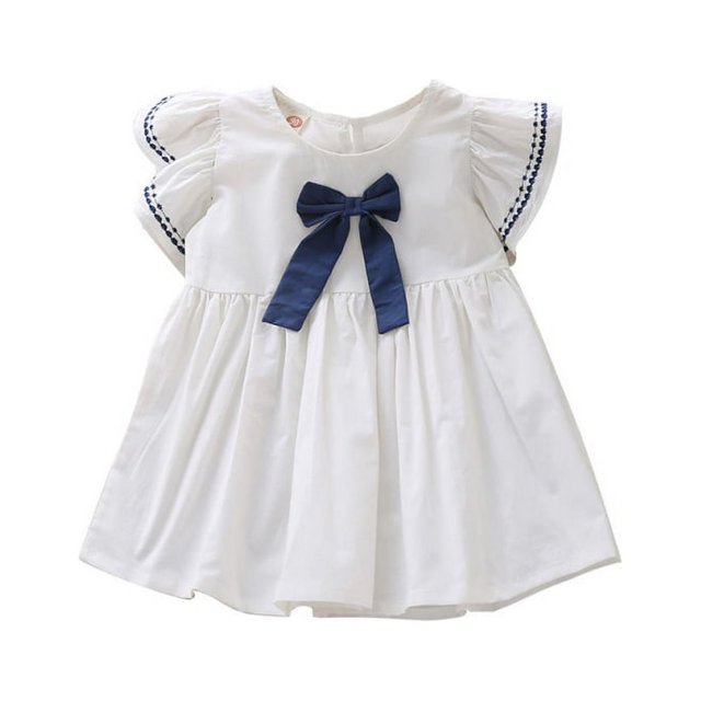MesaSe MesaSe Robe d'Été Décontractée Mode Bébé Blanche Bleue Manches Courtes Nœud Princesse Douce Robe de Fête Vêtements pour Enfants