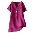 thumbnail image 2 of CHUANK Womens Summer Blouse V-Neck Short Sleeve Loose Button Tunic Shirts Deals on Ladies, 2 of 7