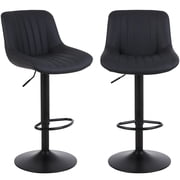 Modern PU Leather Bar Stools Set of 2, Swivel Counter Height Barstools with Back and Footrest, Sturdy Base Dia 41cm, Adjustable Kitchen Island Stool Dining Chairs, Black