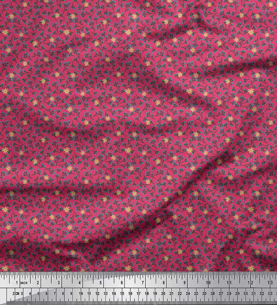 Soimoi Rayon Crepe Fabric Flower Artistic Fabric Prints by Yard 46 Inch Wide