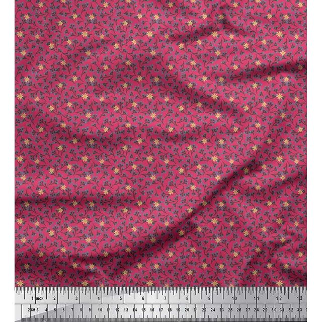 Soimoi Rayon Crepe Fabric Flower Artistic Fabric Prints by Yard 46 Inch Wide