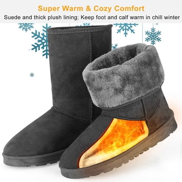 GPCT Bottes de Neige pour Femmes Dames Imperméables en Faux Suède Bottes Mi-Mollet Doublure en Fourrure Chaude Chaussures