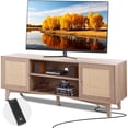 thumbnail image 1 of VEVOR Rattan TV Stand for 75" TV Boho TV Stand with Build-in Socket Oak, 1 of 9