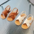 thumbnail image 5 of MIASHUI Girls Sandals Adjustable Strap Open Toe Flats Summer Walking Shoes,White,5-5.5 Years, 5 of 5