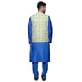 thumbnail image 3 of Atasi Mandarin Collar Traditional Solid Kurta Pajama With Printed Jacket Set, 3 of 3
