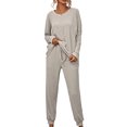 thumbnail image 1 of Innerwin Loungwear Elastic Waist Ladies Nightwear Sleep Drawstring With Pockets Sleepwear Gray XL, 1 of 6