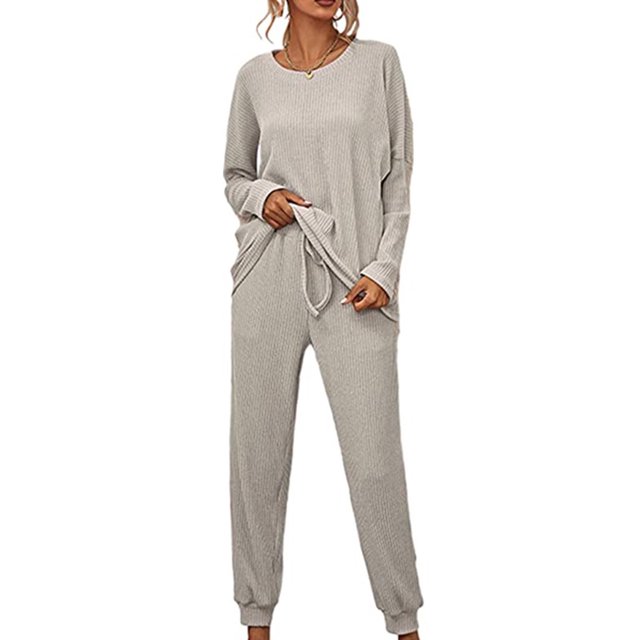 Innerwin Loungwear Elastic Waist Ladies Nightwear Sleep Drawstring With Pockets Sleepwear Gray XL