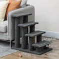 thumbnail image 3 of PawHut 4-Step Pet Stairs, Carpeted Cat Scratching Post, Dark Grey, 3 of 10