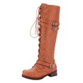 thumbnail image 1 of Kcodviy Bottes Style Gothique Vintage pour Femmes Bottes Rétro Punk à Boucle Bottes pour Femmes Sans Talon Bottes Rétro pour Femmes Bottines Basses pour Femmes Bottines Beige Bottes pour Femmes, 1 of 7