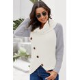 thumbnail image 2 of Pulls Femmes Chauds Asymétriques Tricotés Col Roulé Unis Enveloppants Manches Longues Chemises Tops Décontractés TG, 2 of 5