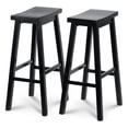 thumbnail image 1 of PJ Wood Classic Saddle-Seat 29 Inch Tall Kitchen Counter Stools, Black, Set of 2, 1 of 6