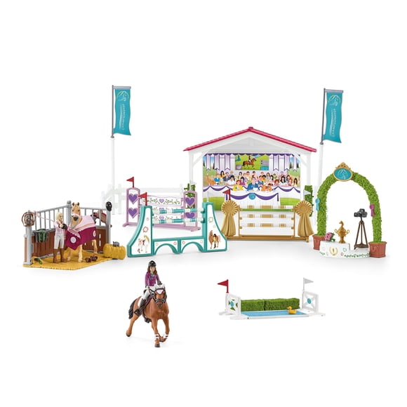 Schleich Horse Club, 86-Piece Playset, Horse Toys for Girls and Boys Ages 5-12, Friendship Horse Tournament