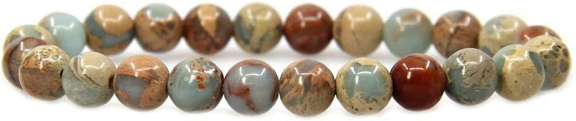 Natural Serpentine Gemstone 8mm Round Beads Stretch Bracelet 7" Unisex