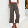 thumbnail image 2 of VEKDONE Womens Cotton Linen Capris Pants Coffee S, 2 of 5