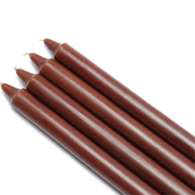 Bougies Coniques Droites de 10 Po, Brunes - 12 Pcs