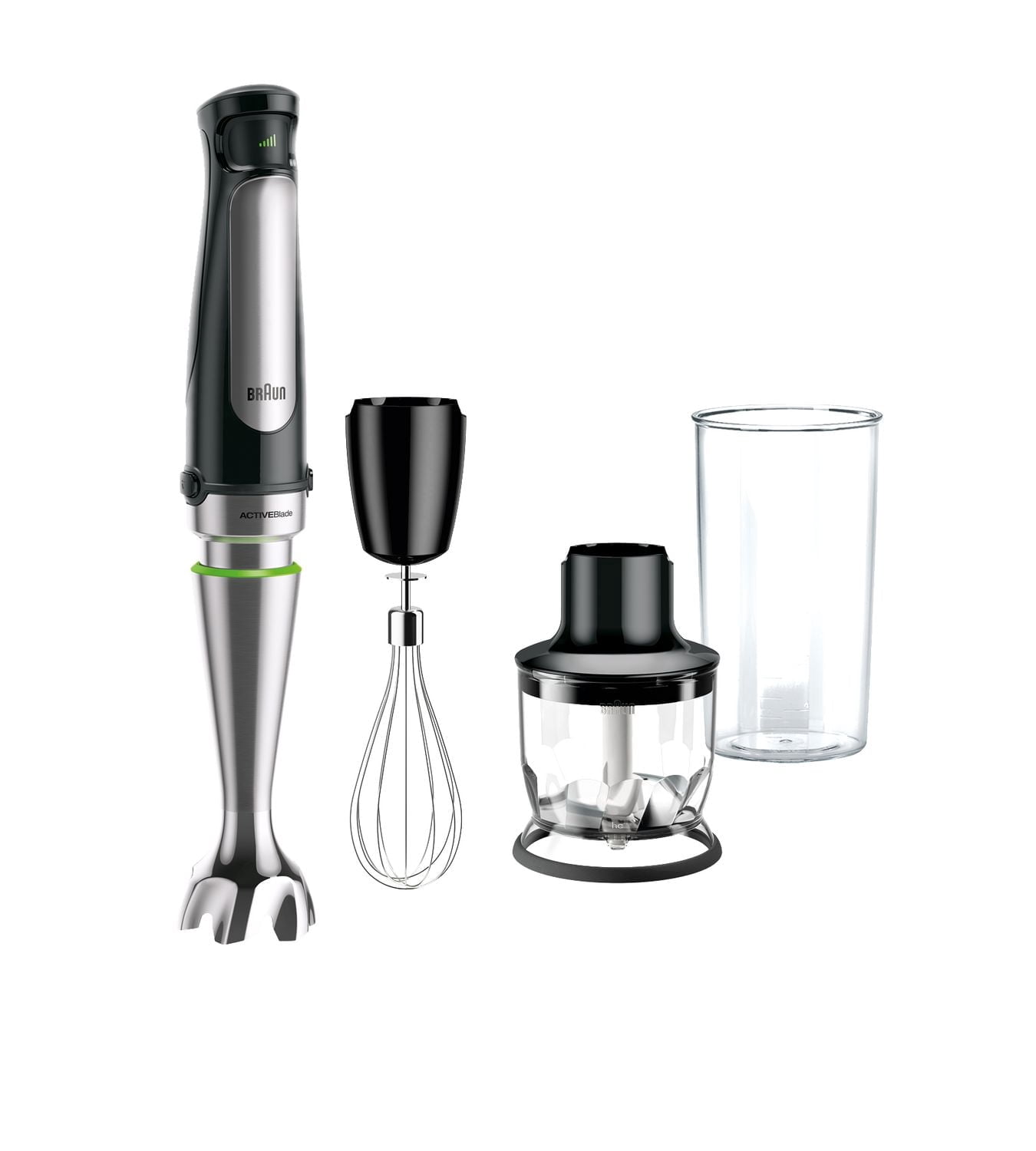 Braun MultiQuick Immersion Hand Blender + 1.5-Cup Food Processor, Whisk, Beaker, MQ7025