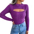 thumbnail image 1 of Wangsaura Women's Cutout Knit Tops, Long Sleeve Knit Slim Fit Sweaters, 1 of 8