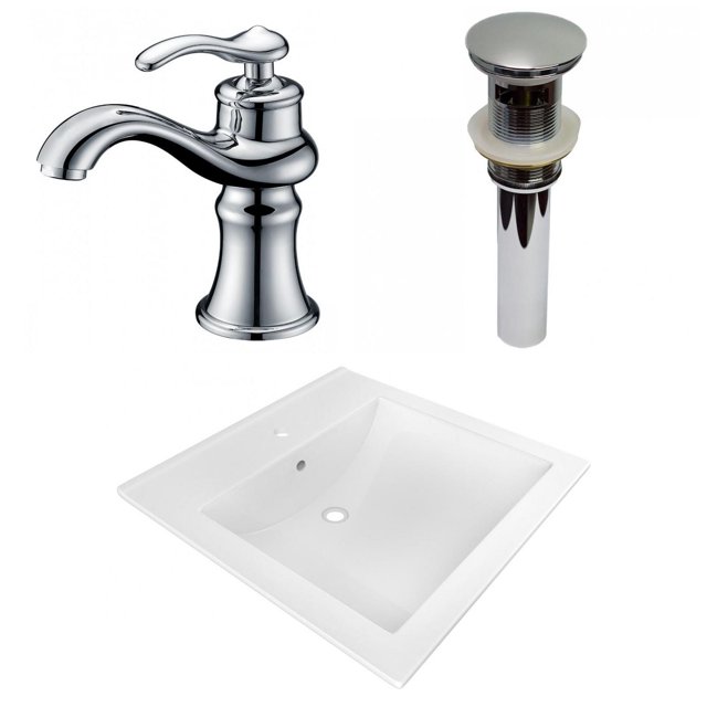 American Imaginations 21.5-in. W 1 Hole Ceramic Top Set In White Color - Overflow Drain Incl. AI-29989