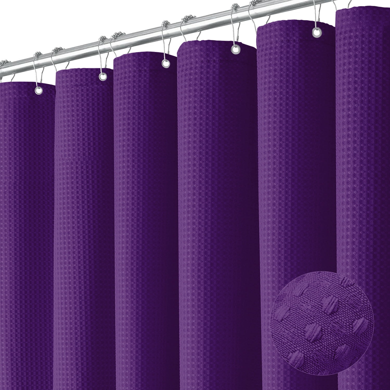 suxuMhao Waffle Pattern Waterproof Shower Curtain,71×71in 1pc Shower Curtain Liner for Bathroom,Shower Liners with 12 Plastic Hooks as a Gift,Stylish Shower Curtains for Bathroom Decor​,Dark Purple