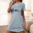 thumbnail image 2 of Rbaofujie Chemises de Nuit pour Filles Chemise de Nuit Courte Surdimensionnée pour Femmes Imprimée à Col Rond et Manches Courtes Robe Pantalon de Pyjama pour Femmes, 2 of 6