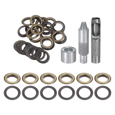 Unique Bargains 20pcs Grommet Tool Kit 18mm Grommet Eyelet Set with Hole Hollow Punch, Grommet Setter Tools, Bronze