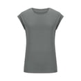 thumbnail image 3 of AherBiu Hauts d'Été pour Femmes Manches Courtes Basiques T-Shirts Confortables Couleur Unie Col Rond Blouse, 3 of 6
