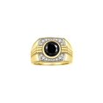 thumbnail image 1 of RYLOS Mens Rings 14K Yellow Gold Designer Round Gemstone &  Sparkling Diamond Ring Onyx October Birthstone Rings For Men, Men's Rings, Gold Rings Sizes 8 - 13, 1 of 7