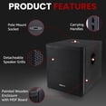 thumbnail image 5 of Pyle 3000 Watts Box Subwoofer Speaker - Active Powered 18” inch Woofer, Loud Bass, with DSP Digital Signal Processor for Home Theater System, Pro DJ Sound, Pole Mount Socket and Carrying Handles, 5 of 5