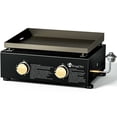 thumbnail image 1 of KingChii Portable 2-Burner 18.5" Propane Griddle Table Top Gas Grill Griddle in Black for Camping, Tailgating, BBQ, Backyard & Patio, 1 of 10