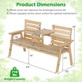 thumbnail image 3 of Gymax Outdoor Fir Wood Bench w/ Foldable Middle Table w/ Backrest & Armrests, 3 of 10