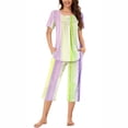 thumbnail image 1 of Rbaofujie Chemises de Nuit pour Filles, Col Rond, Imprimé Dégradé, Manches Courtes, Ensemble de Chemise de Nuit et Pantalon, Tenue d'Intérieur, Pyjamas avec Poches, Pantalon de Pyjama pour Femmes, 1 of 6