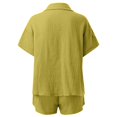 thumbnail image 4 of Ensemble de Shorts pour Femme Mode Décontractée Manches Courtes à Boutons Tenue Confortable Polyvalente Printemps Été pour Usage Quotidien, 4 of 4