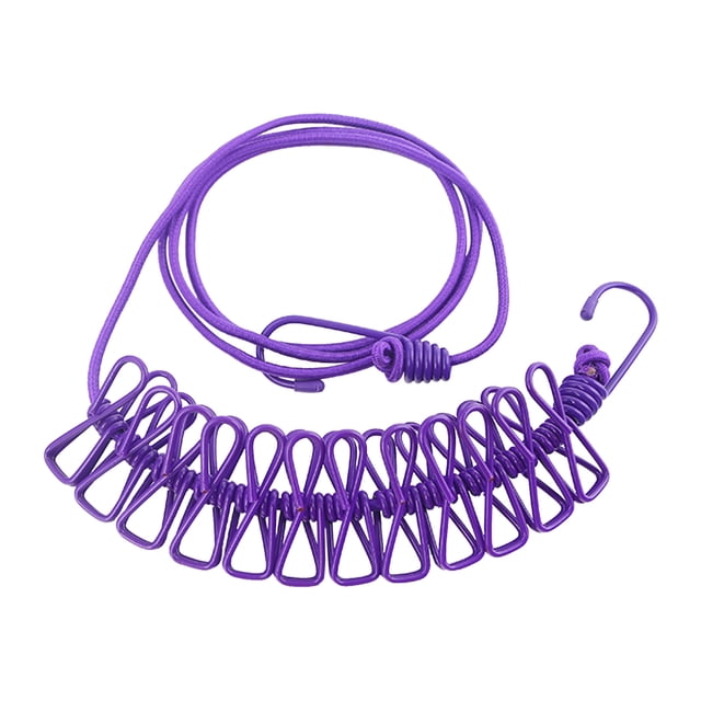 EGNMCR Hooks for Hanging Outdoor Camping Travel Home Retractable Clothesline With Clips Clothesline Portable Windproof Non-slip Drying Rope 12 Clips clothesline Bask