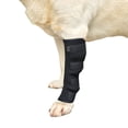 thumbnail image 1 of Dog Leg Brace - Medium Black Adjustable Hock Joint Sleeve - Post-Surgery Recovery Wrap with Compression & Anti-Licking - Includes 4 Magic Stickers (Size M), 1 of 8