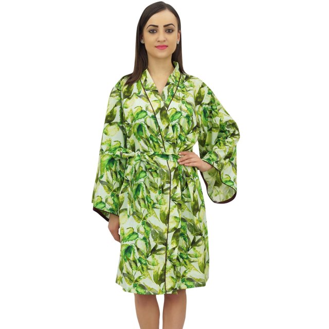 Bimba Kimono Court de Demoiselle d'Honneur pour Femme, Robe de Nuit Portefeuille à Imprimé Floral - 16